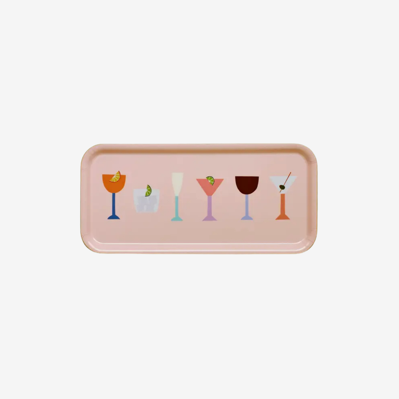 BLU KAT - Schmales Serviertablett "Cocktails / Pfirsich"