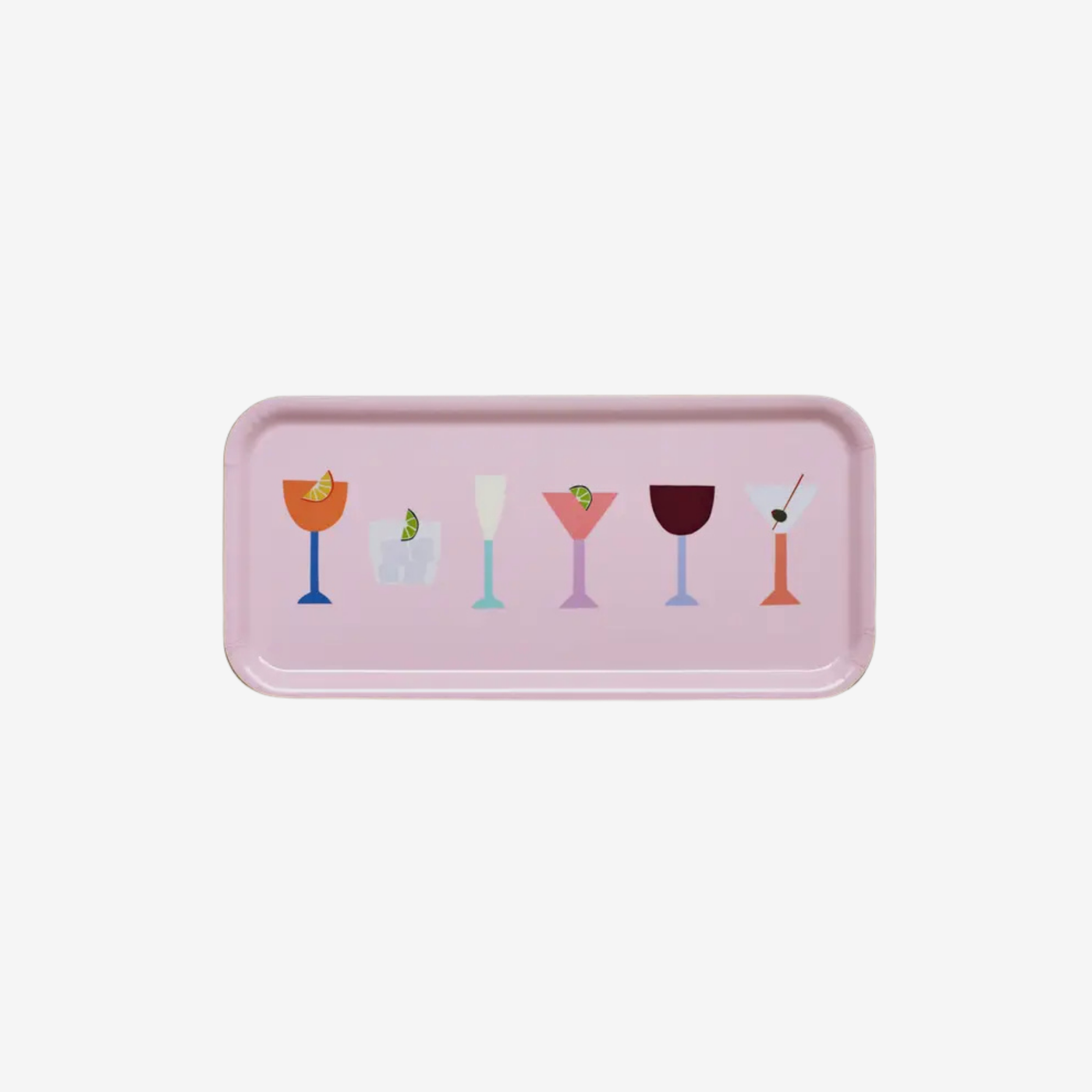 BLU KAT - Schmales Serviertablett "Cocktails / Pink"