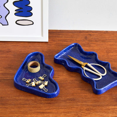 5mm Paper - Keramik-Tablett "Triangle / Blau"