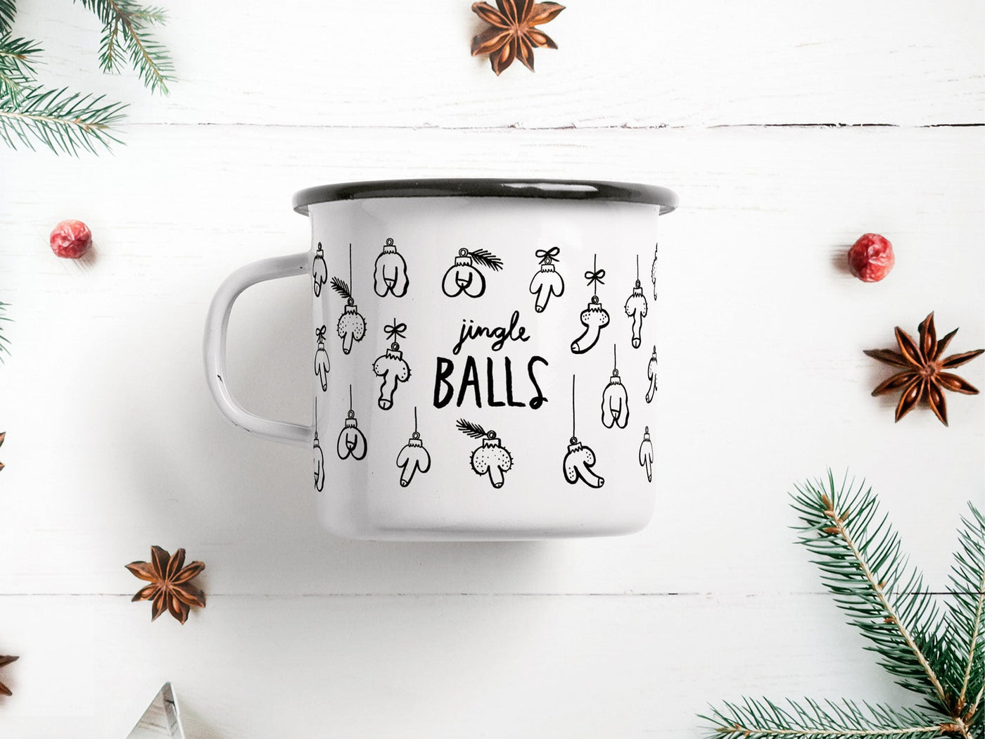 typealive - Tasse aus Emaille / Jingle Balls
