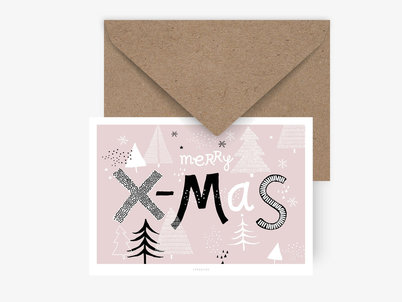 Postkarte / Rosa X-Mas