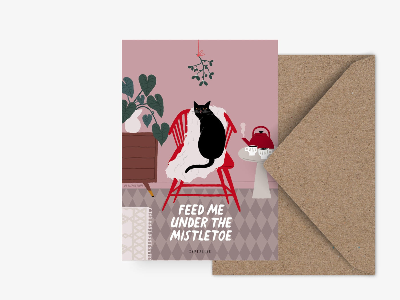 Postkarte / Petisfaction "Cats" Mistletoe